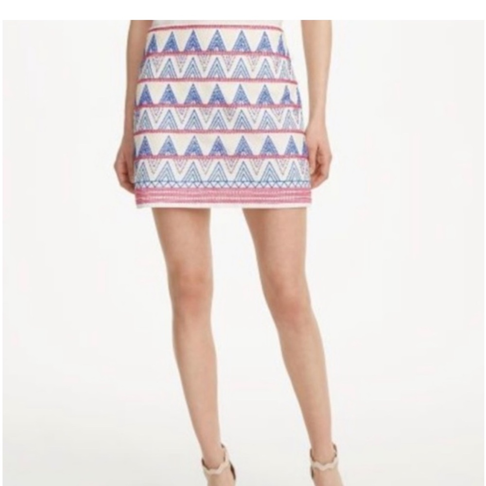 Club Monaco Pink Blue Embellished Pencil Mini Skirt